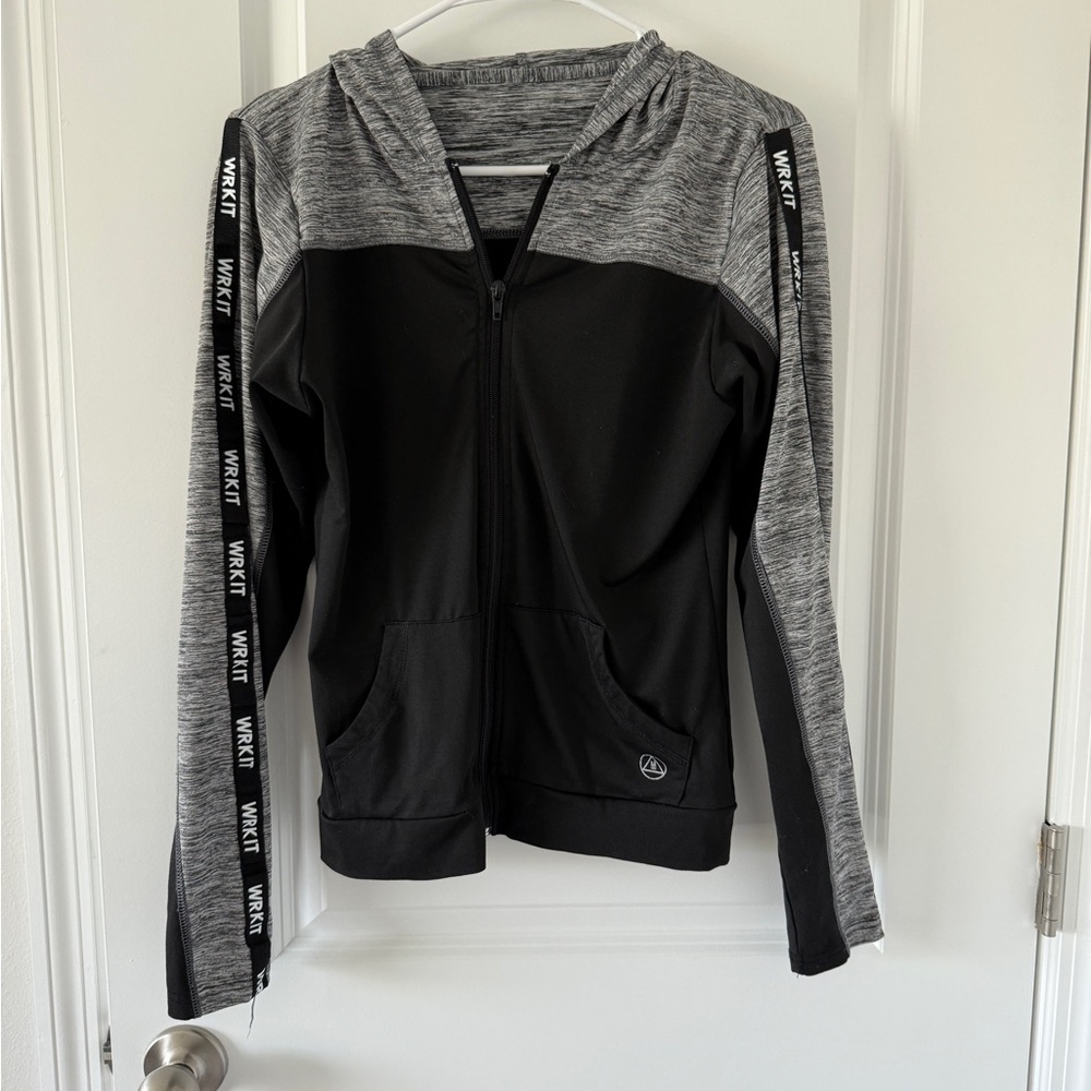 WRKT Black & Gray Hooded Bomber Jacket